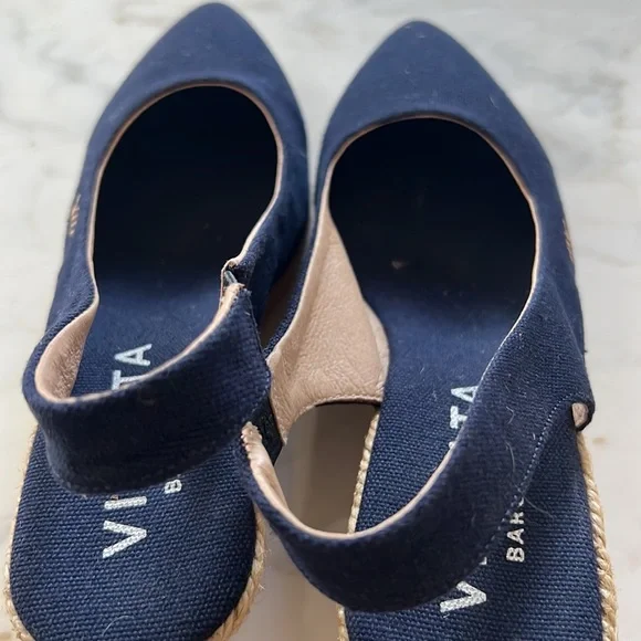 Viscata Navy Slingback Wedges - Picture 5 of 12